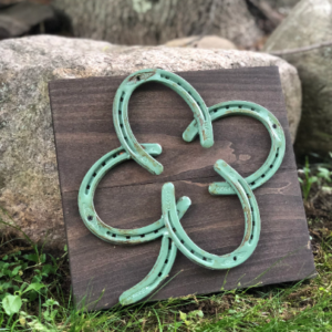 Rustic Four Leaf Clover Horseshoe Art | Hand Crafted | Hand Painted